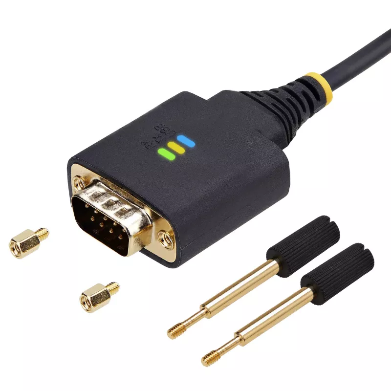 StarTech.com 6,6 pėdos (2 m) USB į nuoseklųjį adapterio kabelis, COM išsaugojimas, keičiami varžtai/veržlės, USB-A į DB9 RS232, FTDI IC, ESD apsauga, Windows/macOS/Linux