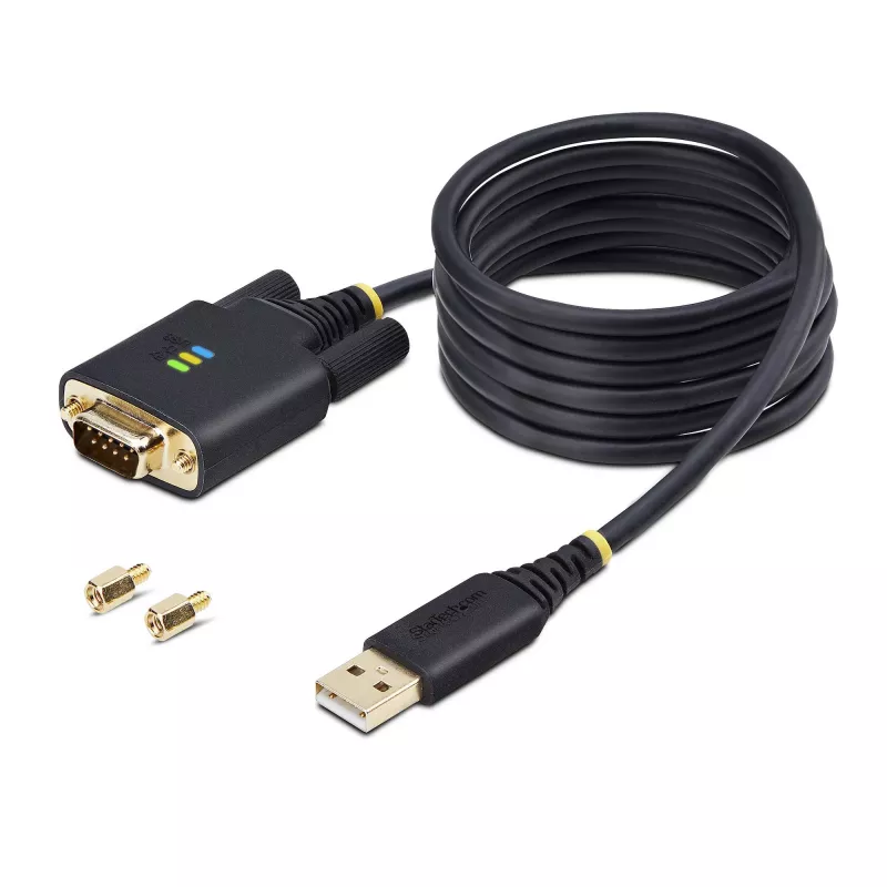 StarTech.com 6,6 pėdos (2 m) USB į nuoseklųjį adapterio kabelis, COM išsaugojimas, keičiami varžtai/veržlės, USB-A į DB9 RS232, FTDI IC, ESD apsauga, Windows/macOS/Linux