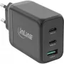 InLine USB PD maitinimo šaltinis, GaN įkroviklis, 3 prievadų, du USB-C + USB-A, 65 W