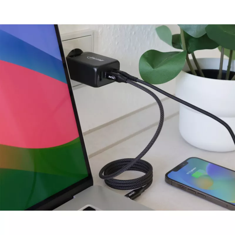 InLine USB PD maitinimo šaltinis, GaN įkroviklis, 3 prievadų, du USB-C + USB-A, 65 W