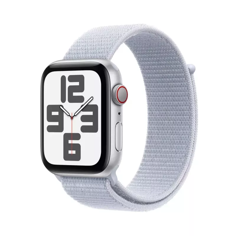 Išmanusis laikrodis Apple Watch SE GPS + Cellular 44mm sidabrinis aliuminio korpusas, Blue Cloud Sport Loop