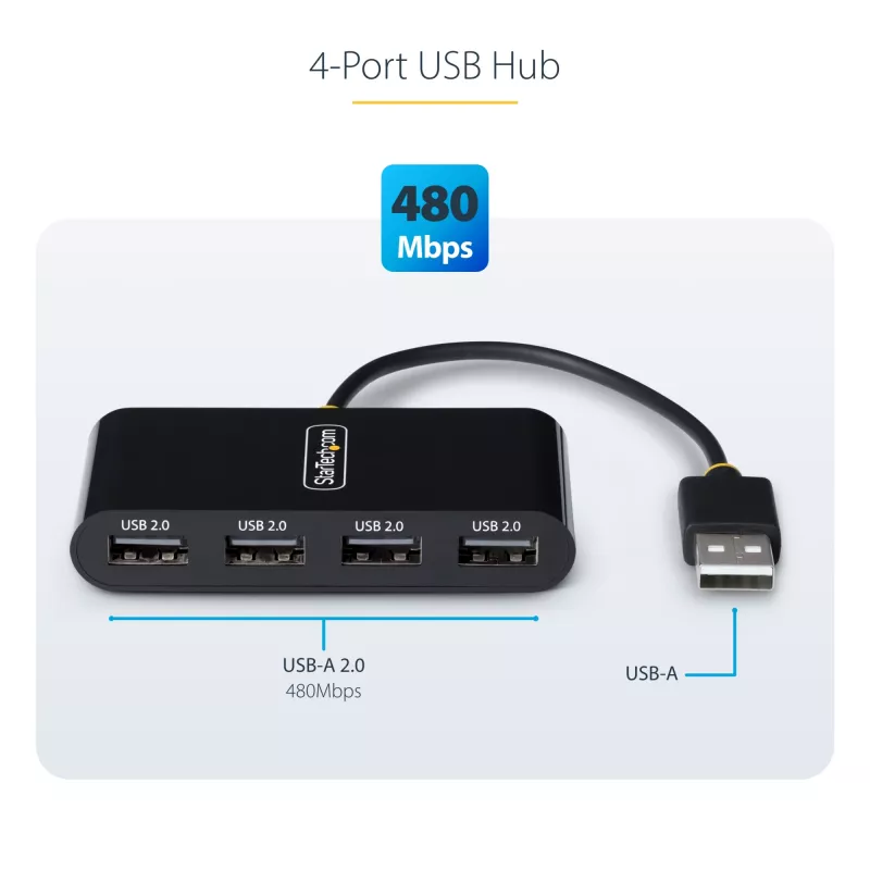 StarTech.com ST4200MINI2-USB-HUB sąsajos šakotuvas USB 2.0 480 Mbit/s Juodas