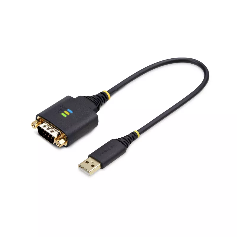 StarTech.com 1ft (30cm) USB prie nuosekliosios sąsajos adapterio kabelis, COM išsaugojimas, keičiamos veržlės/varžtai, USB-A į DB9 RS232, FTDI IC, ESD apsauga, Windows/macOS/Linux