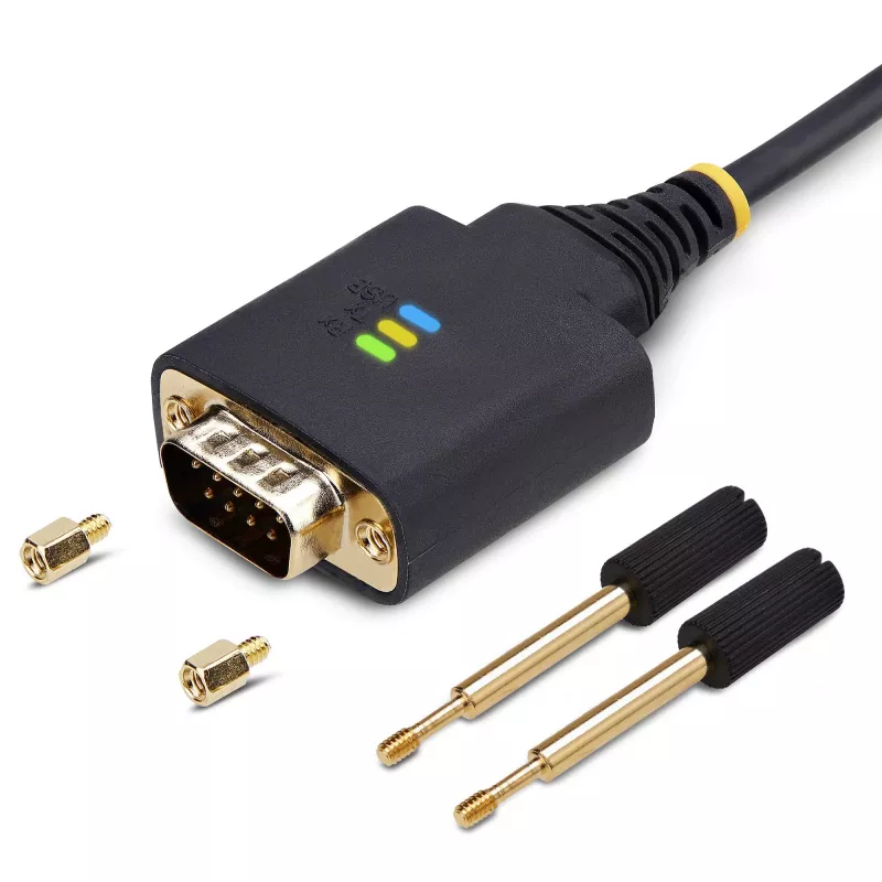 StarTech.com 1ft (30cm) USB prie nuosekliosios sąsajos adapterio kabelis, COM išsaugojimas, keičiamos veržlės/varžtai, USB-A į DB9 RS232, FTDI IC, ESD apsauga, Windows/macOS/Linux