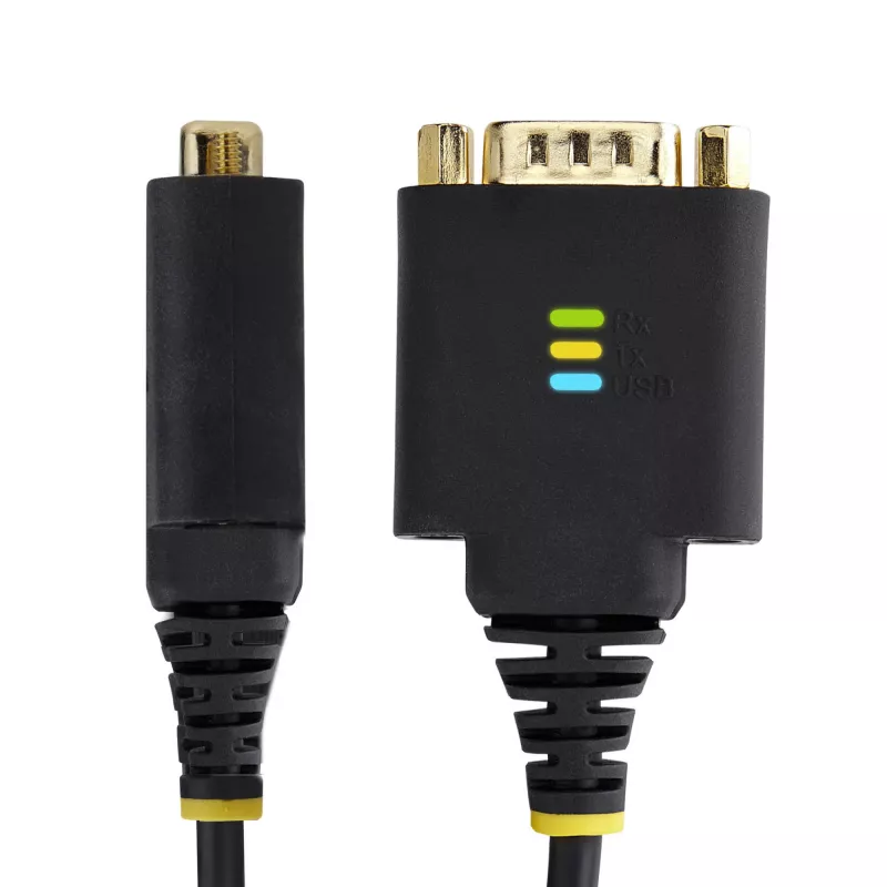 StarTech.com 1ft (30cm) USB prie nuosekliosios sąsajos adapterio kabelis, COM išsaugojimas, keičiamos veržlės/varžtai, USB-A į DB9 RS232, FTDI IC, ESD apsauga, Windows/macOS/Linux