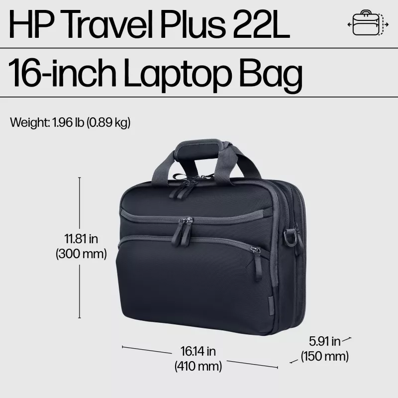 Nešiojamojo kompiuterio krepšys HP Travel Plus 22L 16 colių portfelis vienspalvis