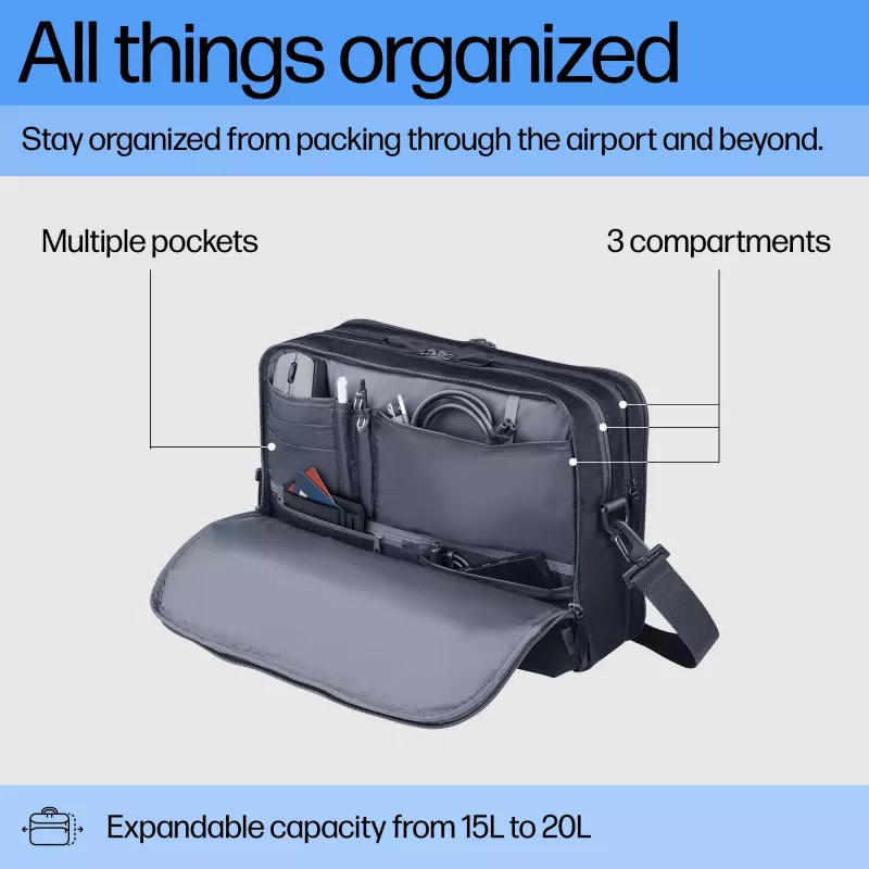 Nešiojamojo kompiuterio krepšys HP Travel Plus 15L 14 colių portfelis 820 g vienspalvis