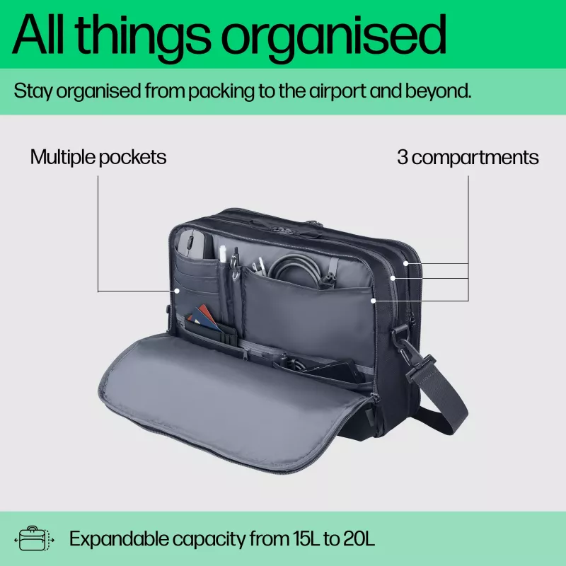 Nešiojamojo kompiuterio krepšys HP Travel Plus 15L 14 colių portfelis 820 g vienspalvis