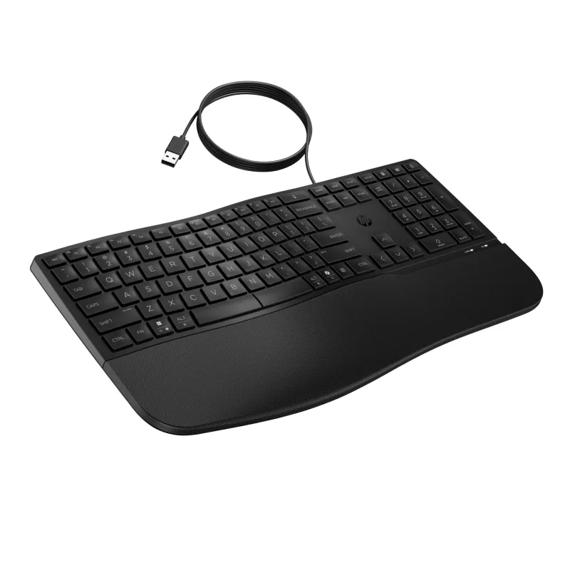 HP 485 Comfort laidinė klaviatūra, pilno dydžio USB membraninė su riešo atrama