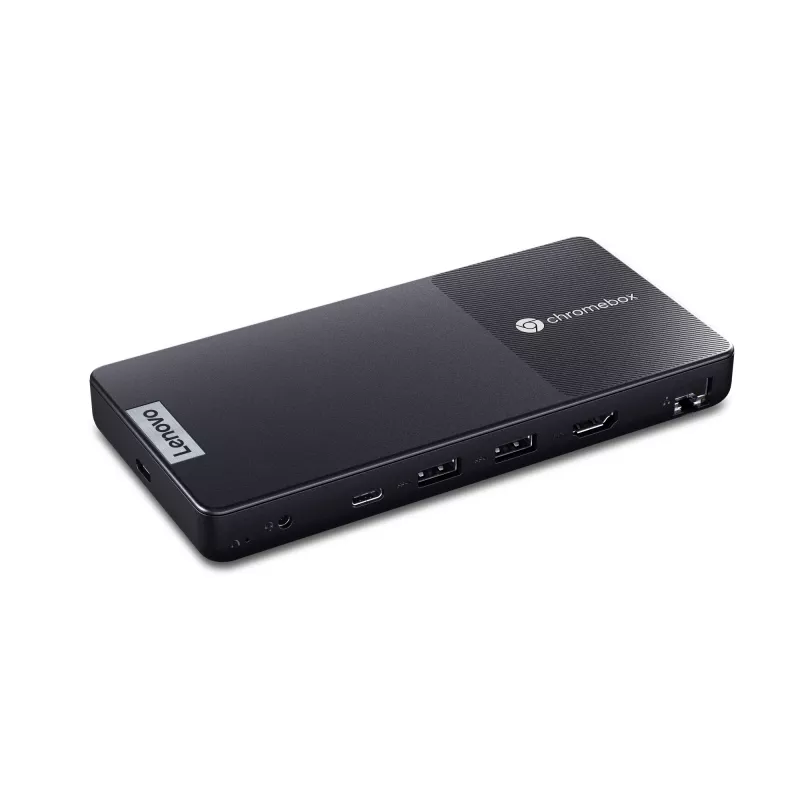 Mini PC Lenovo Chromebox Micro — Intel Celeron N4500, 1,1–2,8 GHz, 8 GB LPDDR4x, 32 GB eMMC, ChromeOS, juoda