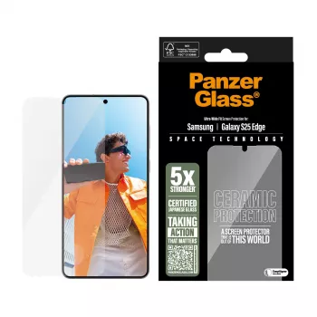 PanzerGlass® Keraminis ekrano apsauga Samsung S25 Edge | Itin platus pritaikymas su EasyAligner