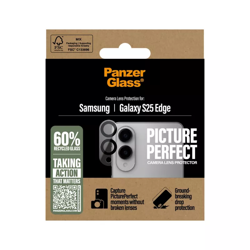 Fotoaparato objektyvo apsauga PanzerGlass Samsung Galaxy S25 Edge atspari įbrėžimams ir smūgiams