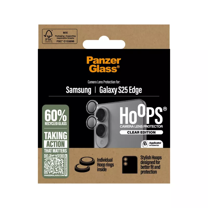 Fotoaparato objektyvo apsauga PanzerGlass Samsung Galaxy S25 Edge atspari įbrėžimams ir smūgiams