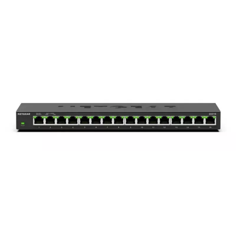 Nevaldomas komutatorius NETGEAR GS316 L2 Gigabit Ethernet 16 prievadų 32 Gbit/s
