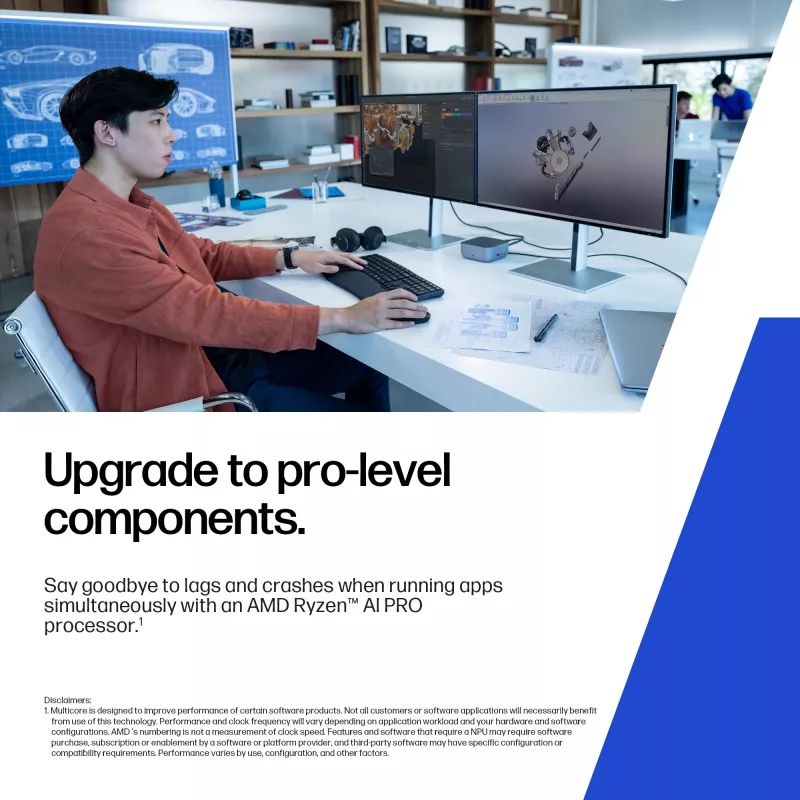 HP ZBook 8 G1ak Copilot+ PC AMD Ryzen AI 7 PRO 35,6 cm (14 colių) jutiklinis ekranas WUXGA 32 GB DDR5-SDRAM Wi-Fi 7 (802.11be) Windows 11 Pro AI darbo stotis, AI kompiuteris