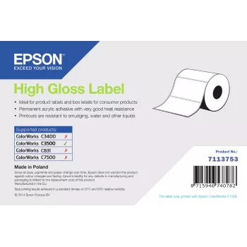 Etikečių lapai Epson 7113753 didelio blizgesio 102 x 51 mm – lipnios siuntų ir produktų etiketės