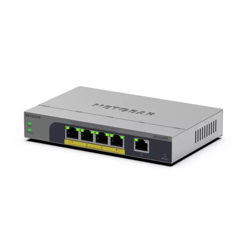 NETGEAR GS105EPP Nevaldomas Gigabit Ethernet (10/100/1000) Power over Ethernet (PoE) Stalinis / Montuojamas ant sienos Pilka