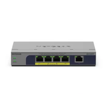 NETGEAR GS105PP nevaldomas Gigabit Ethernet (10/100/1000) maitinimo per Ethernet (PoE) stalviršio/sienos montavimo pilkas