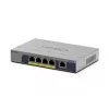 NETGEAR GS105PP nevaldomas Gigabit Ethernet (10/100/1000) maitinimo per Ethernet (PoE) stalviršio/sienos montavimo pilkas