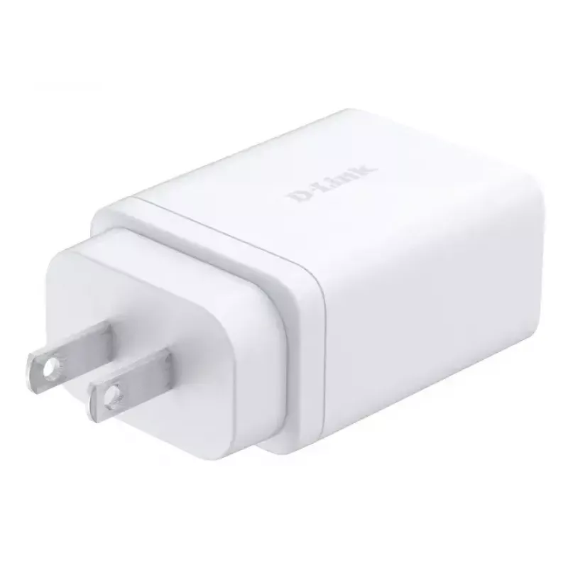 AC vidaus įkroviklis D-Link DCP-651 — 65 W GaN, 2x USB-C, universalus suderinamumas, 90–264 V, baltas