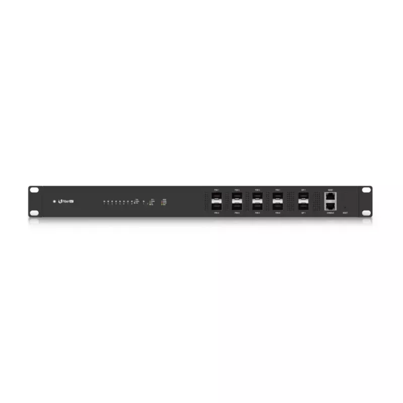 OLT UBIQUITI UF-OLT 1U valdomas šviesolaidinis OLT, 8 SFP lizdai, 2 SFP+ 10G, 512MB DDR3, 880MHz procesorius, 1U stovo korpusas, juodas