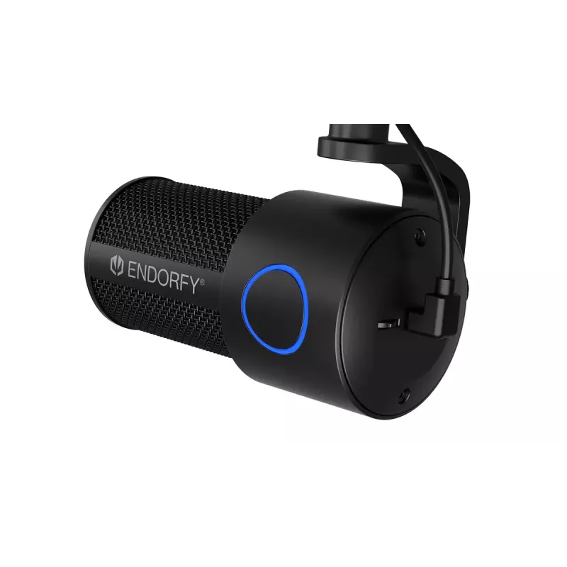 Kompiuterio mikrofonas ENDORFY Solum Studio — USB laidinis, 24 bitų/96 kHz, 20–20000 Hz, reguliuojamas stalo laikiklis, jutikliniai valdikliai, ausinių išvestis, juodas