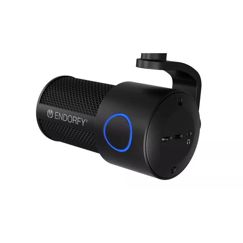 Kompiuterio mikrofonas ENDORFY Solum Studio — USB laidinis, 24 bitų/96 kHz, 20–20000 Hz, reguliuojamas stalo laikiklis, jutikliniai valdikliai, ausinių išvestis, juodas