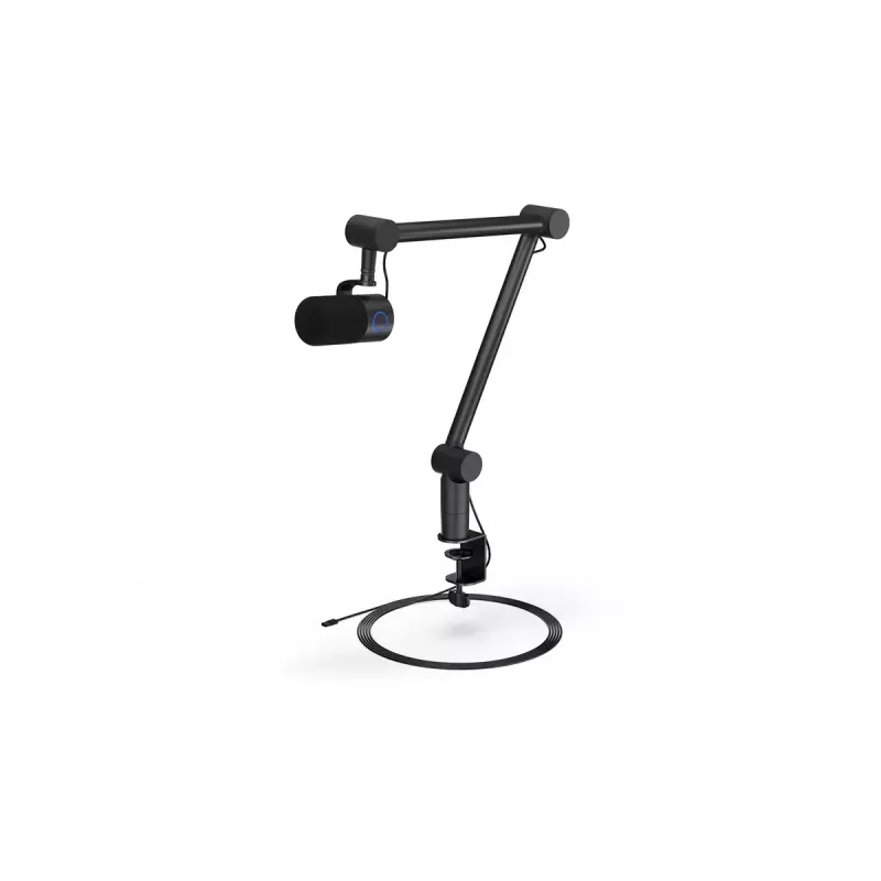 Kompiuterio mikrofonas ENDORFY Solum Studio — USB laidinis, 24 bitų/96 kHz, 20–20000 Hz, reguliuojamas stalo laikiklis, jutikliniai valdikliai, ausinių išvestis, juodas
