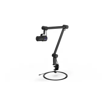Kompiuterio mikrofonas ENDORFY Solum Studio — USB laidinis, 24 bitų/96 kHz, 20–20000 Hz, reguliuojamas stalo laikiklis, jutikliniai valdikliai, ausinių išvestis, juodas