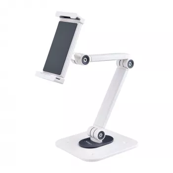 StarTech.com Reguliuojamas planšetės stovas stalui – Tvirtinamas prie sienos – Talpa 1 kg – Ergonomiškas lankstus universalus planšetės stovas – Planšetės laikiklis stalui, pasukamas / sukiojamas / rotuojamas