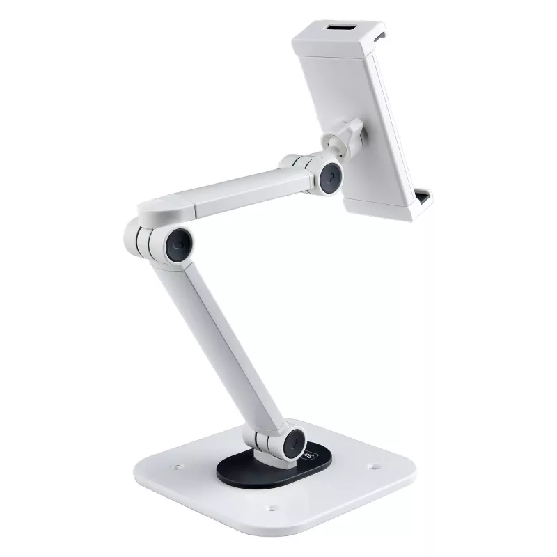 StarTech.com Reguliuojamas planšetės stovas stalui – Tvirtinamas prie sienos – Talpa 1 kg – Ergonomiškas lankstus universalus planšetės stovas – Planšetės laikiklis stalui, pasukamas / sukiojamas / rotuojamas