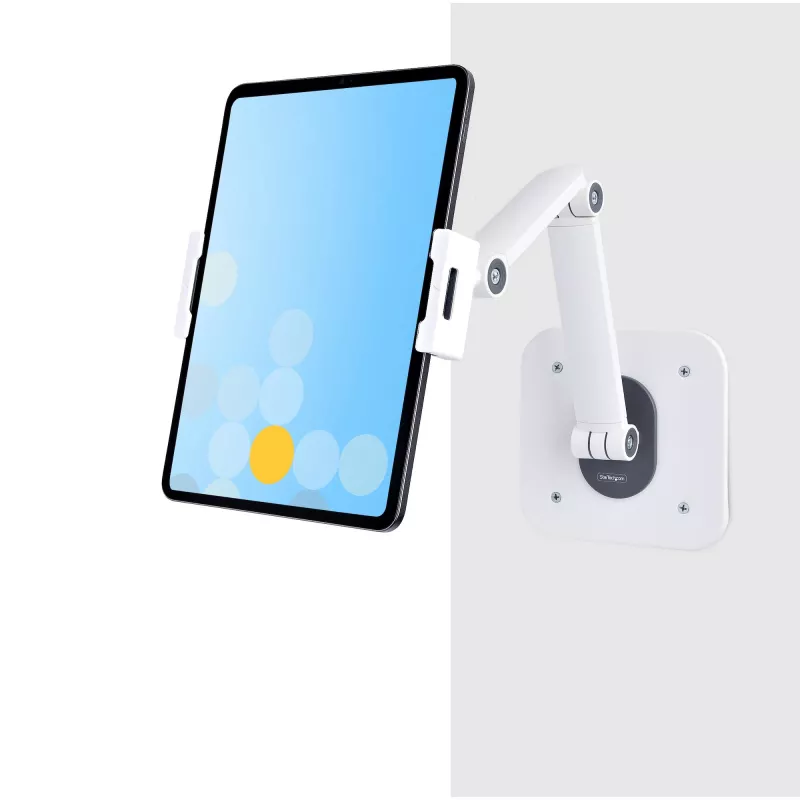 StarTech.com Reguliuojamas planšetės stovas stalui – Tvirtinamas prie sienos – Talpa 1 kg – Ergonomiškas lankstus universalus planšetės stovas – Planšetės laikiklis stalui, pasukamas / sukiojamas / rotuojamas