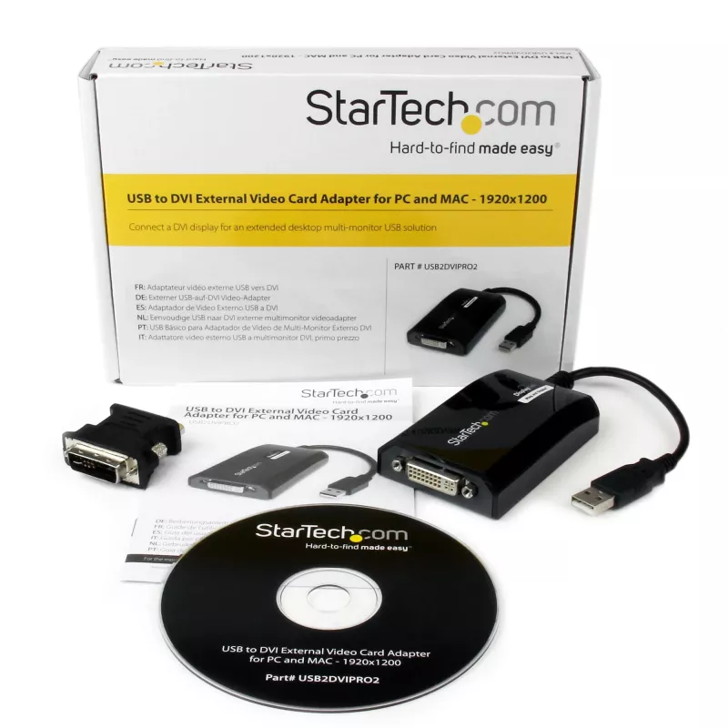 StarTech.com USB į DVI adapteris - 1920x1200, 2.0, USB Type-A, DVI išvestis, 1920 x 1200 pikselių