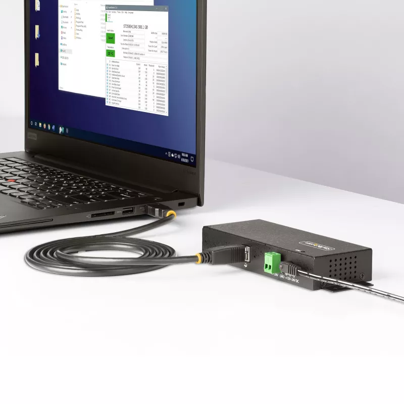 StarTech.com 5G7AINDRM-USB-A-HUB sąsajos šakotuvas USB 3.2 Gen 1 (3.1 Gen 1) Type-B 5000 Mbit/s Juoda