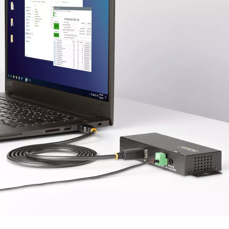 StarTech.com 5G7AINDRM-USB-A-HUB sąsajos šakotuvas USB 3.2 Gen 1 (3.1 Gen 1) Type-B 5000 Mbit/s Juoda