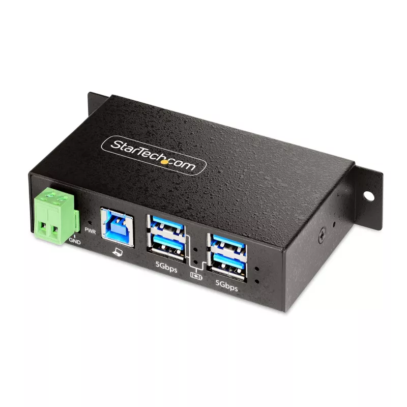 StarTech.com 5G4AINDRM-USB-A-HUB sąsajos šakotuvas USB 3.2 Gen 1 (3.1 Gen 1) Type-B 5000 Mbit/s Juoda