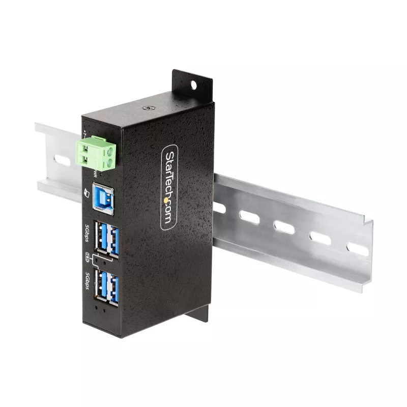 StarTech.com 5G4AINDRM-USB-A-HUB sąsajos šakotuvas USB 3.2 Gen 1 (3.1 Gen 1) Type-B 5000 Mbit/s Juoda