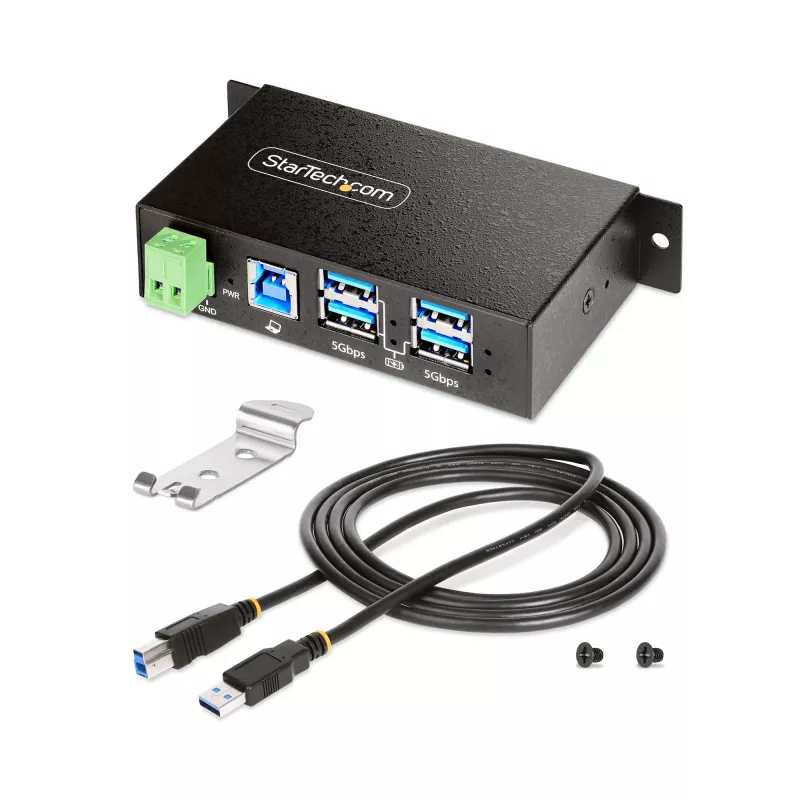 StarTech.com 5G4AINDRM-USB-A-HUB sąsajos šakotuvas USB 3.2 Gen 1 (3.1 Gen 1) Type-B 5000 Mbit/s Juoda