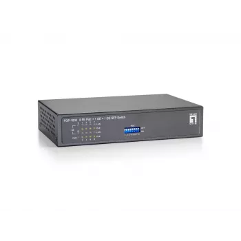 LevelOne 10 prievadų greitasis eterneto PoE komutatorius, 1 x gigabitinė RJ45, 1 x gigabitinė SFP, 8 PoE išėjimai, 120 W