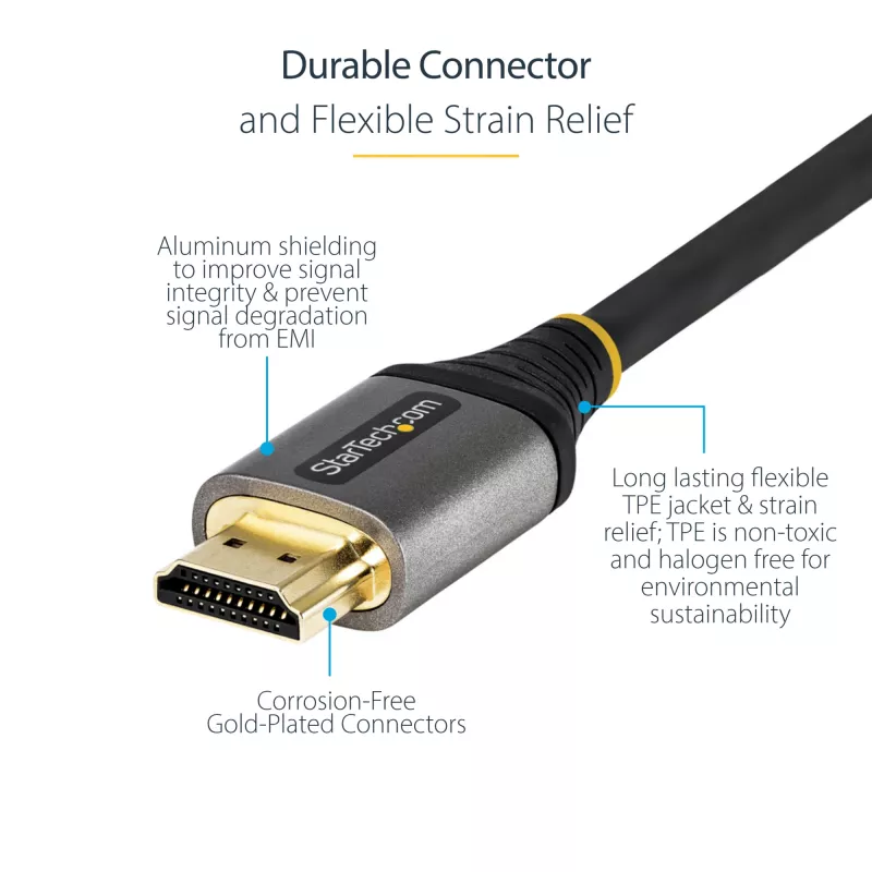 StarTech.com 50 cm (0,5 m) Premium sertifikuotas HDMI 2.0 laidas – sparčioji Ultra HD 4K 60Hz HDMI laidas su Ethernet – HDR10, ARC – UHD HDMI vaizdo laidas – UHD monitoriams, televizoriams, ekranams – M/M