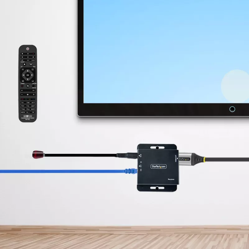StarTech.com 4K HDMI ilgintuvas per CAT6/CAT5 Ethernet kabelį, 4K 30Hz arba 1080p 60Hz vaizdo ilgintuvas, HDMI per Ethernet kabelį, HDMI siųstuvo ir imtuvo rinkinys, IR nuotolinio valdymo pultas
