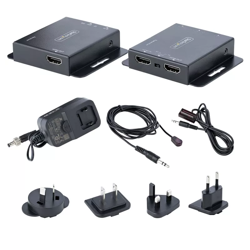 StarTech.com 4K HDMI ilgintuvas per CAT6/CAT5 Ethernet kabelį, 4K 30Hz arba 1080p 60Hz vaizdo ilgintuvas, HDMI per Ethernet kabelį, HDMI siųstuvo ir imtuvo rinkinys, IR nuotolinio valdymo pultas