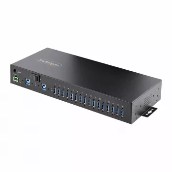 StarTech.com 16 pramoninis USB 5 Gbps šakotuvas su maitinimo adapteriu, metalinis korpusas, montuojamas, ESD apsauga, gnybtų bloko maitinimas, USB įkrovimas, dviejų kompiuterių jungiklis - TAA