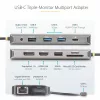 StarTech.com USB-C trigubo monitoriaus daugiafunkcis adapteris, dvigubas 4K 60Hz + 4K 30Hz HDMI ir DisplayPort, 4 prievadų USB šakotuvas, 100W maitinimo perdavimas, GbE, SD/MicroSD kortelių skaitytuvai