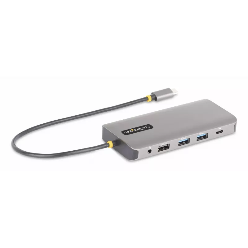 StarTech.com USB-C trigubo monitoriaus daugiafunkcis adapteris, dvigubas 4K 60Hz + 4K 30Hz HDMI ir DisplayPort, 4 prievadų USB šakotuvas, 100W maitinimo perdavimas, GbE, SD/MicroSD kortelių skaitytuvai