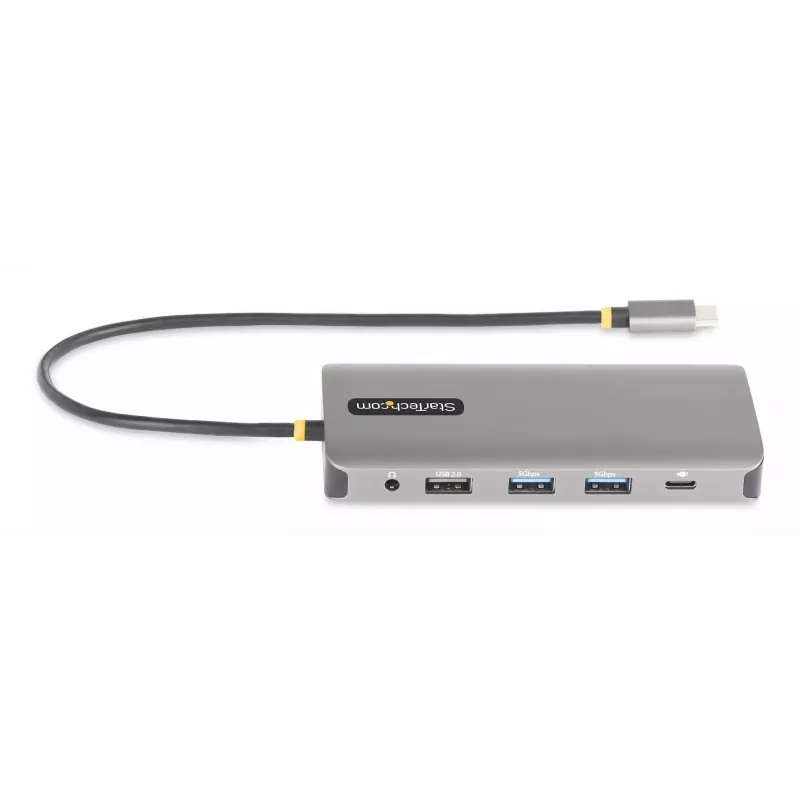 StarTech.com USB-C trigubo monitoriaus daugiafunkcis adapteris, dvigubas 4K 60Hz + 4K 30Hz HDMI ir DisplayPort, 4 prievadų USB šakotuvas, 100W maitinimo perdavimas, GbE, SD/MicroSD kortelių skaitytuvai