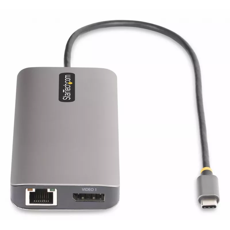 StarTech.com USB-C trigubo monitoriaus daugiafunkcis adapteris, dvigubas 4K 60Hz + 4K 30Hz HDMI ir DisplayPort, 4 prievadų USB šakotuvas, 100W maitinimo perdavimas, GbE, SD/MicroSD kortelių skaitytuvai