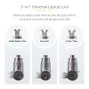 StarTech.com 3-in-1 Universal Laptop Lock 6.6ft (2m), Master Keyed Locking kabelis, Computer Security, Suderinama w/Noble Wedge®/Nano/K-Slot; Anti-Theft Cut-Resistant kabelis