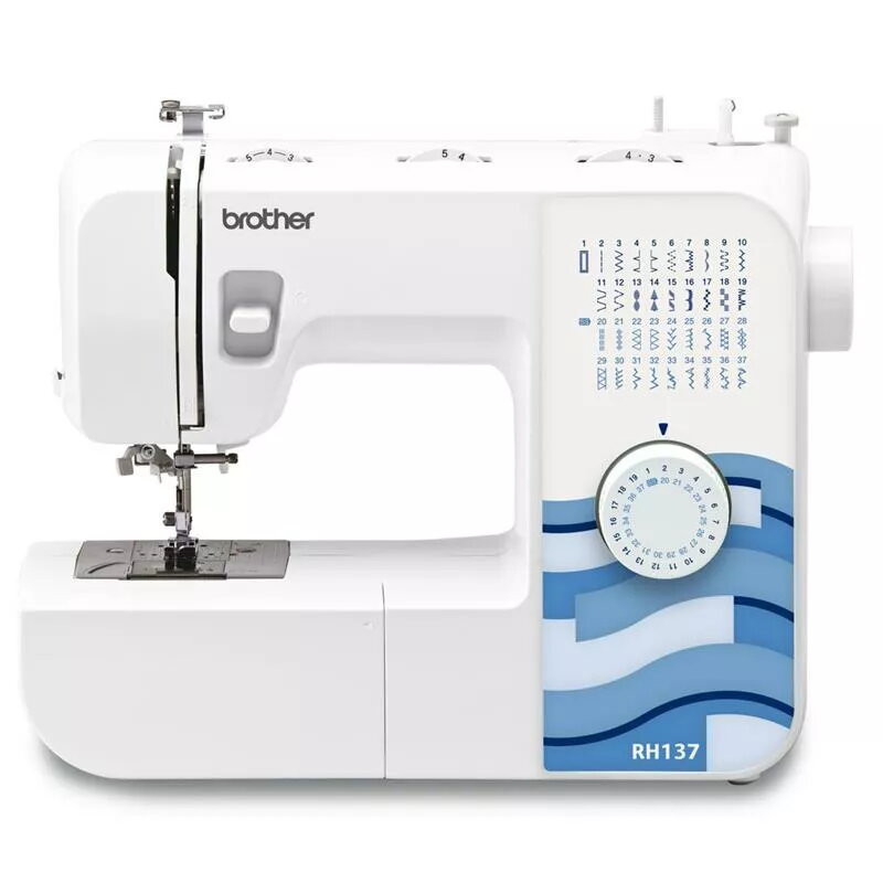 Siuvimo mašina Brother RH137 — 37 dygsnių raštai, dygsnio ilgis 4 mm, dygsnio plotis 5 mm, lengva nešiojama