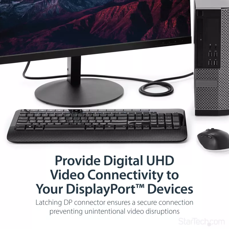 StarTech.com 1,8 m DisplayPort 1.2 laidas – 4K x 2K Ultra HD VESA sertifikuotas DisplayPort laidas – DP į DP laidas monitoriui – DP vaizdo / ekrano laidas – užsifiksuojančios DP jungtys